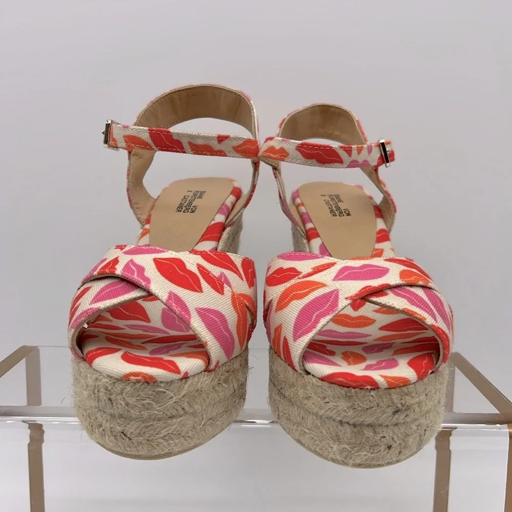 Castañer X Diane Von Furstenberg Blaudell Wedge Espadrilles Rose Multi